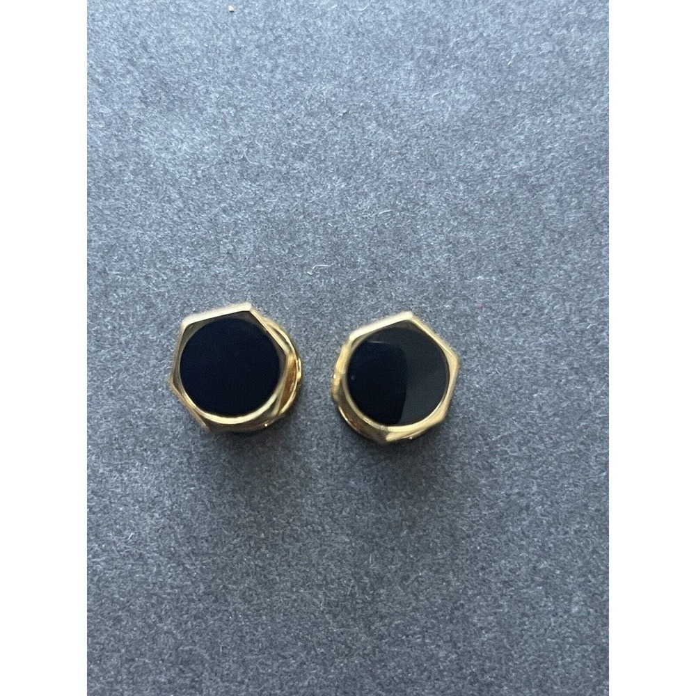 Vintage Men’s Black Gold Tone Formal Casual Cuff Links